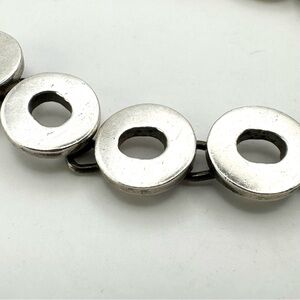 Vintage Sterling Silver 925 Chunky Modernist Circle Link Bracelet